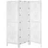 DRW Paravento con specchio, 3 pannelli, bianco, 152 x 2 x 182 cm