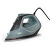 AEG Ferro da stiro a vapore, 2400 W, variabile, spray fine, 24% plastica riciclata, indicatore di calore residuo, cavo da 2 m, girevole a 180°, sistema anticalcare, piastra in ceramica, grigio verde