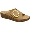 3Rose 385 Ciabatte Donna con Fascia Regolabile Effetto Nabuk e Fibbia - Pantofole Casa e Outdoor con Zeppa Effetto Sughero 4,5 cm - Estivi Comfort Anatomico Plantare Estraibile Vera Pelle (Beige, 37)