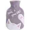 Meetlight - Borsa dell'acqua calda con morbida custodia vellutata, motivo gatto, per bambini, famiglie, ragazze, per acqua calda e fredda, 350 ml