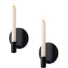 WVOPIAHY Set di 2 portacandele da parete, in metallo, colore nero opaco, per candele a bacchetta