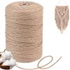 Homewit Filato macramè, 3 mm, 300 m, filato di cotone naturale, macramè, per lavori fai da te, macramè, grigio talpa