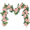 SHACOS 3 Pezzi Ghirlanda di Rose Artificiali Fiori di Seta Vite Finta Sospeso Rose Edera Piante per la decorazione del partito dell'hotel giardino in casa 600cm