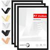 HIMEETIME® 3x Cornice A4 nero in metallo e alluminio - 21x30 cm (per documenti 21x29,7 cm) - per collage grande, foto e quadri - decorazione da parete