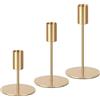 HAOYULUO 3 Pezzi Portacandele in Metallo,Portacandele da Tavolo 9/14/19CM,Adatto per Pasti di Compleanno, Anniversario, Matrimonio, Decorazione per la Casa
