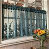 A.Monamour Corta Voile Trasparente Verde Scuro Con Ricamo Floreale - Tenda per Finestra Piccola, Cucina, Bistrot, Caffè - Mezza Mantovana a Pannello per Porta