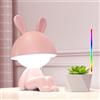 FemKey Luce Notturna Bambini, Lampada da Comodino Touch Dimmabile RGB Cambia Colore, Luci Notturne Kawaii Type-C Ricaricabile 7 Modalità, Rosa Coniglio