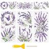 WANDIC 3 fogli di adesivi UV DTF Cup Warp on Transfer Sticker, fiori di lavanda, decalcomanie impermeabili per album di ritagli, per fai da te, bottiglie d'acqua in vetro, mobili, artigianato, 15 x 30