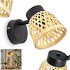 hofstein Lampada da parete Rombarral, lampada moderna, metallo/rattan in nero/natura, lampada regolabile in design scandinavo con paralume in ottica reticolare ed effetto luce, 1 luce, E14, senza lampadina/e