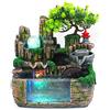HauTour Fontana da tavolo per interni, cascata con nebbia, giardino roccioso, pianta verde, per casa, camera da letto, scrivania, decorazione 30 x 20 x 30 cm