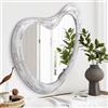 HLFMVWE Specchio decorativo irregolare asimmetrico moderno in legno di forma unica per soggiorno, camera da letto, ingresso, bagno, corridoio, casa, grande, 50 x 40 cm, bianco rustico