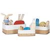 Relaxdays Cestino Portaoggetti, Pratico Set da 3, Fodera in Tessuto, Bambù, Rettangolare, Bagno, Giochi, Legno Naturale