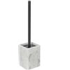 Generico Set Accessori Bagno 4 Pezzi Con Dispenser Sapone Liquido, Bicchiere Porta Spazzolini, Porta Saponetta E Porta Scopino WC In Poliresina Effetto Marmo Bianco Della Linea Marmo (PORTASCOPINO)