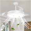 Mckalen 106CM Ventilatore da Soffitto con Luce e Telecomando, 3 Pale Retrattili, Reversibile, 3 Temperature di Colore, 6 Velocità, Timer, Motore DC Silenzioso per Camera da Letto, Soggiorno, Bianco