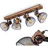 hofstein Lampada a soffitto Orny, lampada dal design vintage in legno/metallo in marrone/nero con paralumi in ottica reticolare, con travi in legno, cavi tessili/faretti orientabili, 4x E27, senza lampadina/e