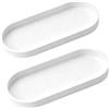 woshilaoDS 2 Pz Vassoio Portaoggetti da Bagno, Vassoio da Bagno Decorativo, Vassoi Bagno Portaoggetti, Vassoi Profumi Trucco Organizer Ovali in Silicone per Organizzare Gioielli Cosmetic(24.5x11x2 cm, bianco)