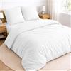 Twinzen Set Copripiumino Matrimoniale - 4 Pezzi - Copripiumino matrimoniale 240x220 cm, Lenzuolo con Angoli 160x200 cm, 2 Federe 65x65 cm - Microfibra Spazzolata, Oeko-Tex - Bianco