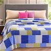 Vionara Home Copriletto Estivo in Cotone Piquet, Vari Misure, Copriletto Leggero Ideale per Estate, Pratico Confortevole e Traspirante (Square - Azzurro, Una piazza e mezza)