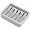 Ulable SUS304 Porta Sapone in Ceramica in Acciaio Inox per Bagno Doppio Strato, Porta Sapone Auto-drenante, Dì No al Sapone Soffice, Pulizia Facile (Bianco)