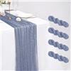 Pesonlook 4 confezioni di runner da tavolo in garza di cotone color blu polvere 53,3 x 304,8 cm, runner da tavolo in tessuto rustico in garza per formaggi, ideale per matrimoni, festival, anniversari, cene