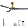 Sofucor Smart Ventilatore da Soffitto con Luce,132 cm Legno Massello Ventilatore da Soffitto con Alexa/APP/WiFi, Telecomando, DC, 3 Temperature di Colore, Timer, 6 Velocità per Camera da Letto