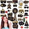 COSORO 32 pezzi Accessori Photo Booth Compleanno 80 Anni Oro Nero,Kit Festa Compleanno Barba Occhiali Maschera,Accessori Foto per Feste Matrimonio Carnevale Halloween Natale per Bambini e Adulti