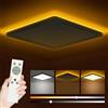 Bowfar Plafoniera LED, Lampada da Soffitto 24W 2800LM con Telecomando Dimmerabile 3000K-6500K, Luce notturna 1800K Ambra, Lampada da Bagno per Soggiorno Cucina Camera Ø29,5x2,5cm, Nero Quadrato