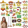 YinnFeen Props Foto Fiesta Messicana, 40 Pezzi Photo Booth Fiesta Messico con Occhiali di Carta e Collana, Divertenti Accessori Fotobox Messico Carnevale Selfie Props per Decorazioni Cinco de Mayo
