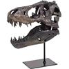 SOONHUA Statua di teschio di dinosauro, realistica scultura di teschio T-Rex in resina con supporto in metallo, replica vintage per soggiorno, ufficio, mensole, regalo per gli appassionati di dinosauri
