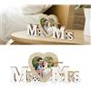 DARENYI Mr & Mrs Decorazioni Matrimonio, Addobbi Matrimonio con Cornice Foto Cuore, Regalo Anniversario Matrimonio, Vintage Lettere in Legno per Bomboniere Anniversario, Festa, Foto di Scena