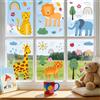 Joeyan Bambini Adesivi per Finestre, 6 Fogli Animali Vetrofanie Removibili con Adorabili Giraffe Elefanti Leoni, Stickers Riutilizzabili, Adesivi Statici a Doppio Lato Decor per Casa Cameretta Scuola