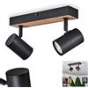 hofstein Lampada a soffitto Javel, lampada a soffitto moderna in metallo/MDF in look nero/marrone/legno, Lampada moderna con faretti regolabili, 2 x GU10, senza lampadina/e