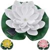 Cepewa Eva - Set di 3 ninfee a LED, in PVC, diametro 17 x 6 cm, colore giallo, bianco, rosa, a energia solare, interruttore on/off, pannello solare, luce decorativa galleggiante, fiore di loto, luce
