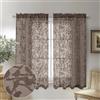 OVZME Set di 2 tende trasparenti piccole, marroni, lunghe 114 cm, con filtro della luce, morbide, ariose, con doppia tasca per asta, design con foglie e uccelli, in tessuto jacquard per cucina, 5 x 96