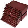 MEEDEN Scatola portaoggetti in legno di faggio con 10 cassetti, portatile, multifunzione, con cassetto e scomparti, per pastelli, matite, penne, pennelli da trucco (colore mogano)