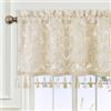 TOPLUXE Tenda per Finestre 137x46cm, Mantovana Damascata con Nappe, Tenda Corta per Camera da Letto Soggiorno Cucina, Decorazione Natalizia (Bianco & Giallo)