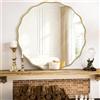MWAZZLL Specchi dorati con cornice ondulata in legno, specchio rotondo da parete, decorazione per la casa, 60 cm, per camera da letto, soggiorno, ingresso e bagno