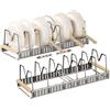 Generic Confezione da 1 organizer per coperchi in acciaio inox all'interno dell'armadio con 7 divisori regolabili - organizer per coperchi di pentole e padelle, lunghezza totale 57,5 cm (grigio)