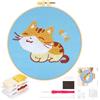 JSRQT Punch Needle Starter Kit,Kit di Ricamo per Aghi da Punzonatura con Motivo Gatto,Kit per Principianti per Ricami,Strumento di Ricamo Aghi da Punzonatura per Principianti Bambini Adulti