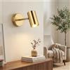B·LED BARCELONA LED BARCELONA LED Applique da Parete Dorata in Metallo per Interni, Lampada da Comodino Moderna e Industriale, Stile Minimal e Vintage, Orientabile, Ideale per Bagno, Specchio e Soffitto