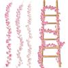 YinnFeen 3 Pezzi Ghirlanda di Fiori di Ciliegio, 180 cm Ghirlanda Artificiale con Fiori di Ciliegio, Ghirlanda Fiori Finti Ghirlande Artificiali Rosa per Matrimonio Giardino Parete