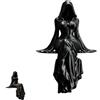 Generico Figura Gotica Dark Fantasy, Statua del Lettore di Ombre con Cappuccio, Figurine di Lettura del Mistero Scultura Seduta, Scultura di Libro di Lettura del Mietitore Seduto in Resina (H#)