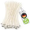 FALKENHORN 100 stoppini per candele, 10 cm, pre-cerati con cera di soia, cotone con base in metallo, a bassa fuliggine, resistenti e puliti, perfetti per candele, bicchieri e lumini fai da te