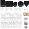 Glarks Set di 72 magneti da frigo per bricolage rotondi, ovali, quadrati, a forma di cuore, rettangolari, magneti in ceramica ferrite con retro adesivo e cabochon in vetro trasparente, per frigorifero