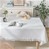 CHUYIX - Tovaglia in cotone e lino con nappe, 90 x 120 cm, rettangolare, lavabile, antipolvere, per tavolo da cucina, da picnic, decorazione natalizia, per tavolo da pranzo