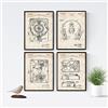 Nacnic Set 4 Stampe artistiche vintage su sfondo vintage brevetto cuffie audio. progetto cuffie sonore. musica e suoni. vecchi brevetti. vecchie invenzioni sonorità. 250 Grammi di Alta Qualità.