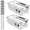 Ikodm Cestello Estraibile Cucina 2 x 30 cm, Cestelli Estraibili per Cucina, Cassetto da Incasso in Metallo, Armadio, Cestello Estraibile