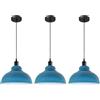 LEDSone 3pcs Vintage Retro Lampadario a Industriale Plafoniera E27 Paralume in metallo Sospensione LED Lampada Loft Sospensione (Blu + Lampadina)