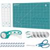 Headley Tools Set di taglierine rotanti - Kit per trapuntatura con taglierina per tessuto da 45 mm, 5 lame rotanti extra, tappetino da taglio autorigenerante A2, righello acrilico e clip da cucito, forbici, ideale