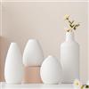 W&H Set di 4 vasi decorativi in ceramica, colore bianco, decorazione moderna per la casa, tavolo, ingresso